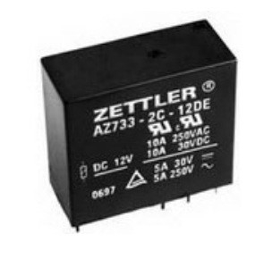 AZ733-2C-12D ZETTLER رله مکانیکی الکتریکی DPDT 10A 12VDC 650Ohm Through Hole
